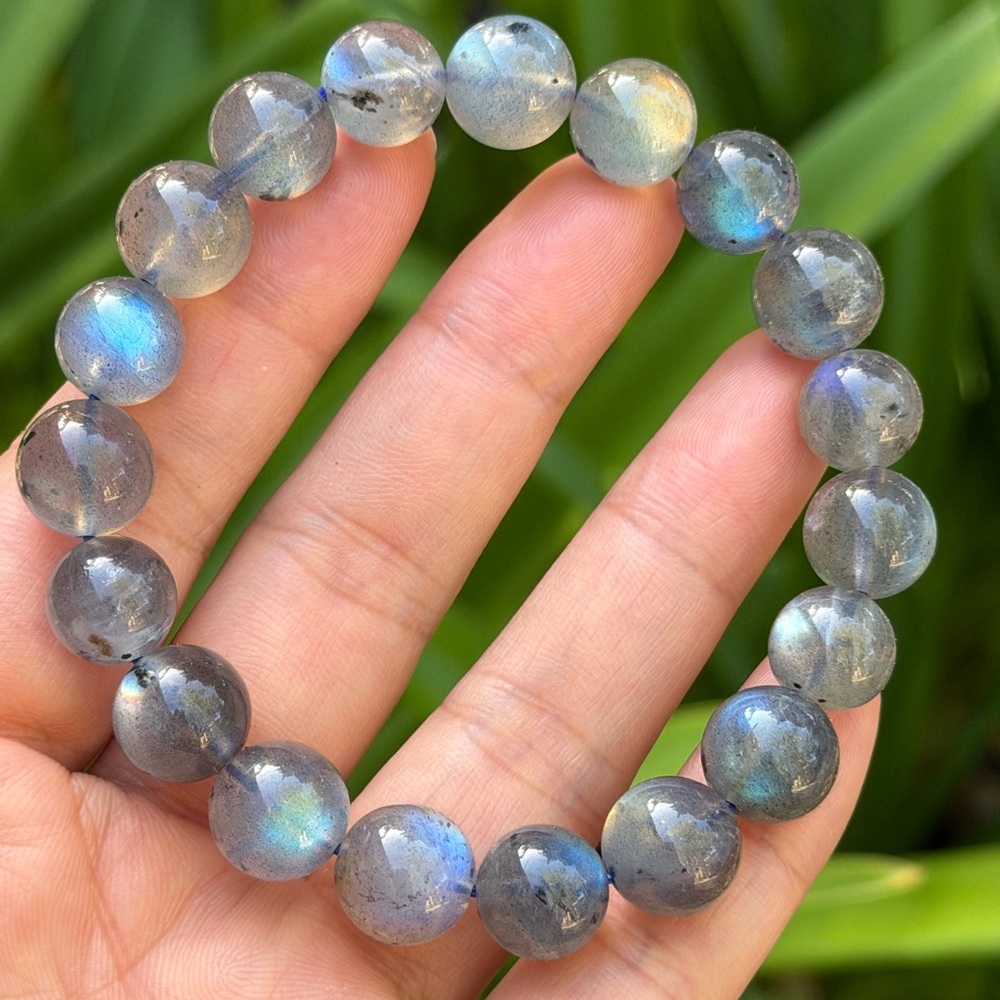 11mm stretchable flashy‎ labradorite bracelet 0391